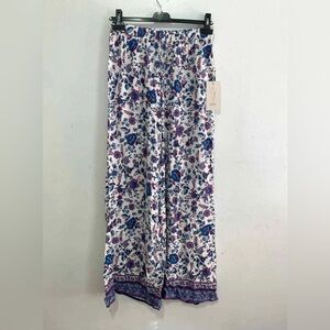 JOIE Purple / White Floral Paisley Print Wide Leg Palazzo Pants S